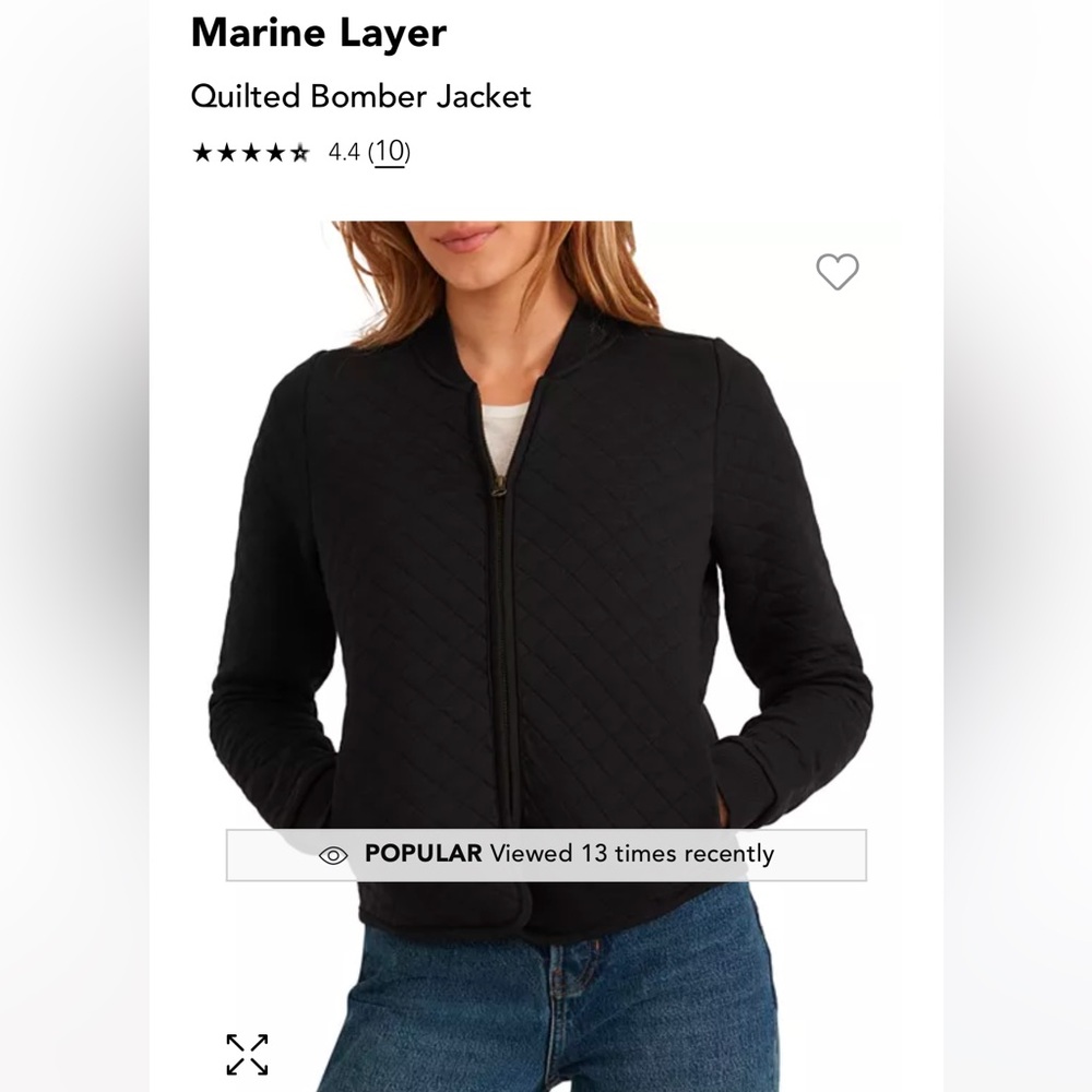 Marine Layer Quilted Bomber Jacket / Medium/ Black